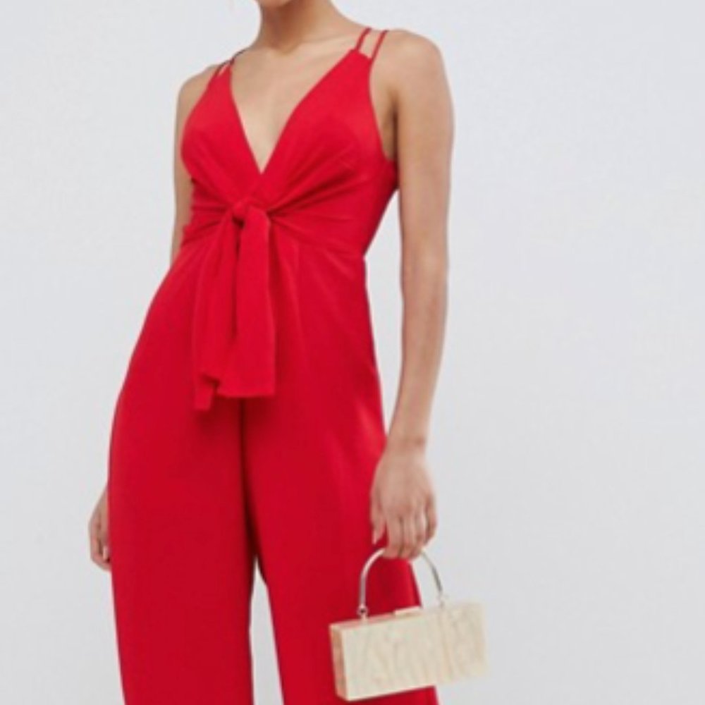 ASOS DESIGN Jumpsuit with Tie Front and Wide Leg